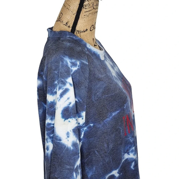 Rae Dunn Womens Miss Independent Tie Dye Crew Neck Sweatshirt Size Large Blue - Picture 6 of 14